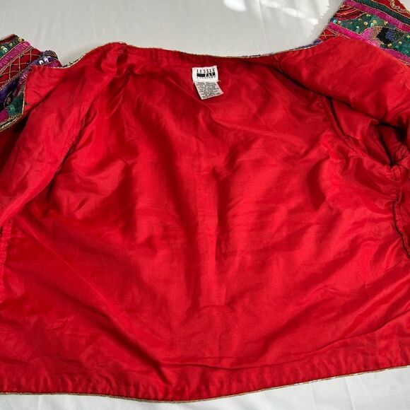Leslie Fay Evenings Red Silk Sequin And Bead Blazer Size Large - Picture 8 of 13